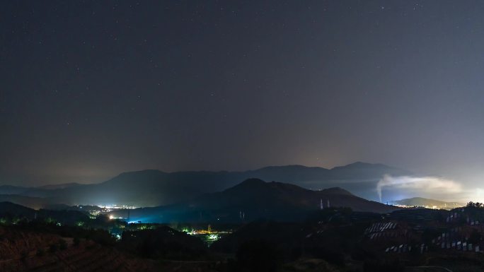 浙江丽水市庆元县熏坑村观景台星空延时