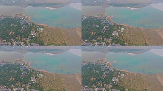无人机的镜头。克里米亚萨基的Sakskoe湖。鸟瞰图。