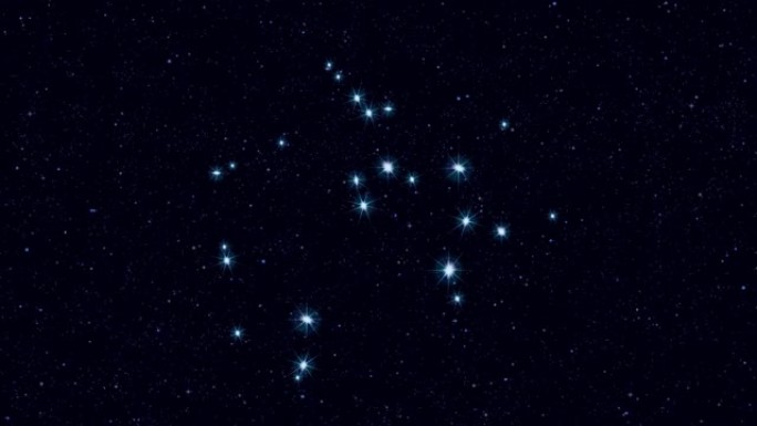 人马座星座，逐渐用恒星和轮廓缩放旋转图像