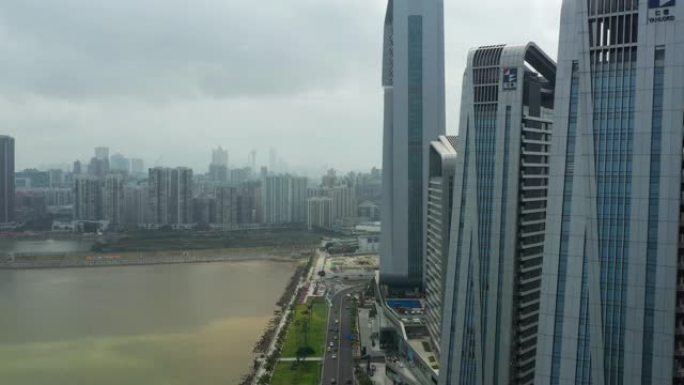 阳光明媚的日子珠海市著名海湾酒店综合景观航空全景4k中国