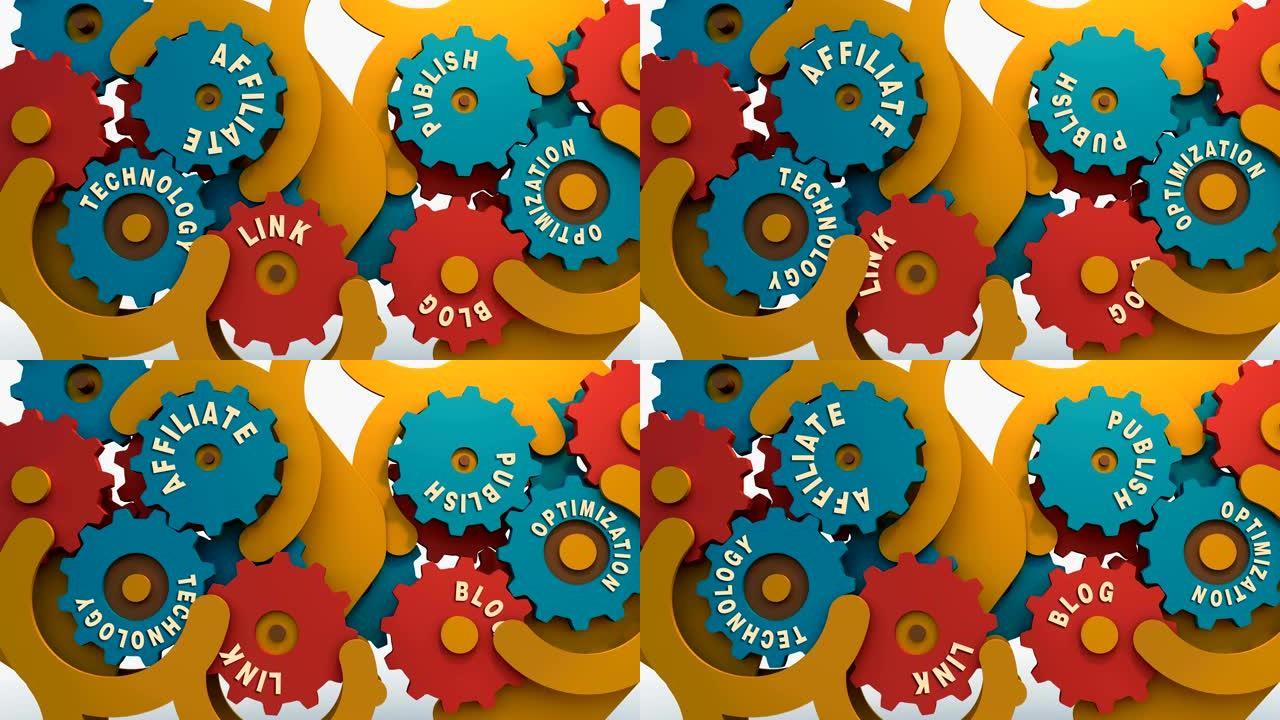 彩色轮子3D动画-无缝循环
