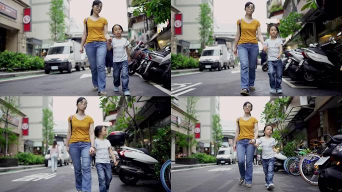 母女走在台北街头