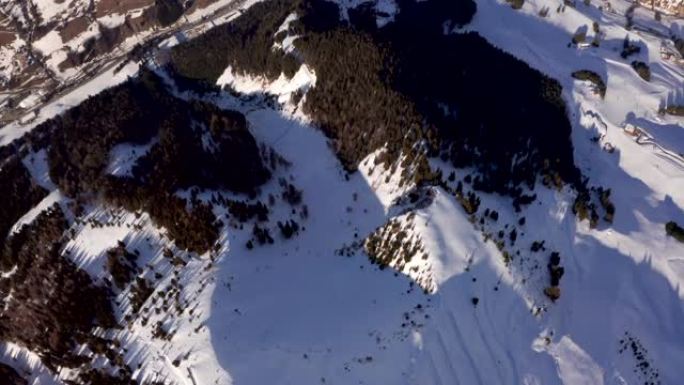 奥地利阿尔卑斯山滑雪胜地的鸟瞰图