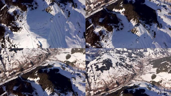 奥地利阿尔卑斯山滑雪胜地的鸟瞰图
