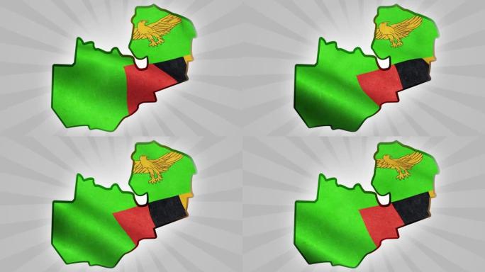 赞比亚无缝环地图和旗帜