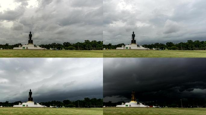 延时雨云和地层积云的运动，地层积云。佛教徒，Phutthamonthon，泰国佛统府