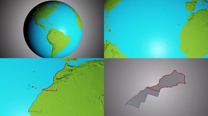 地球与摩洛哥和西撒哈拉的边界图形