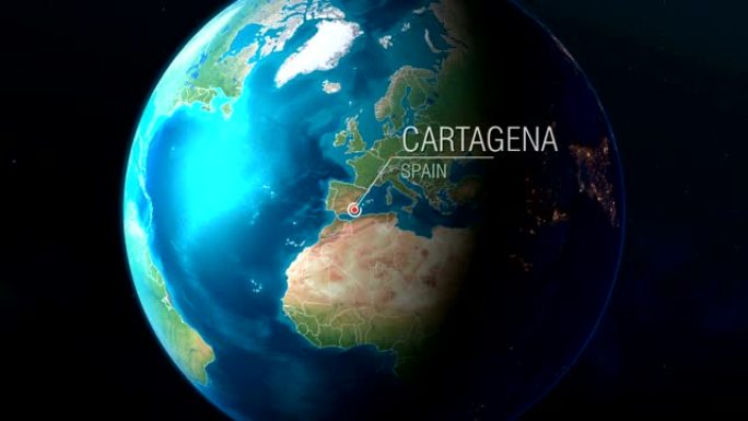 西班牙-卡塔赫纳-从太空到地球的缩放