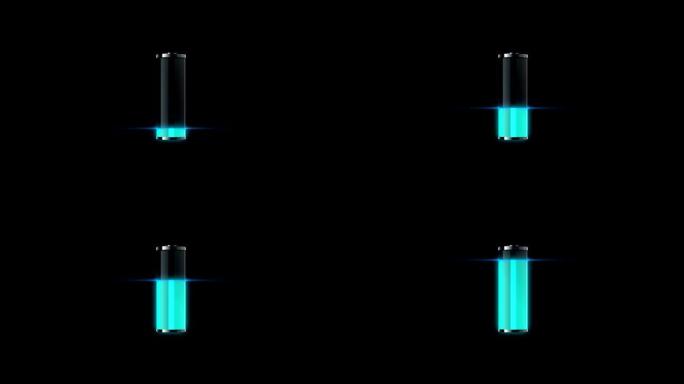 蓝色霓虹灯电池充电水平动画