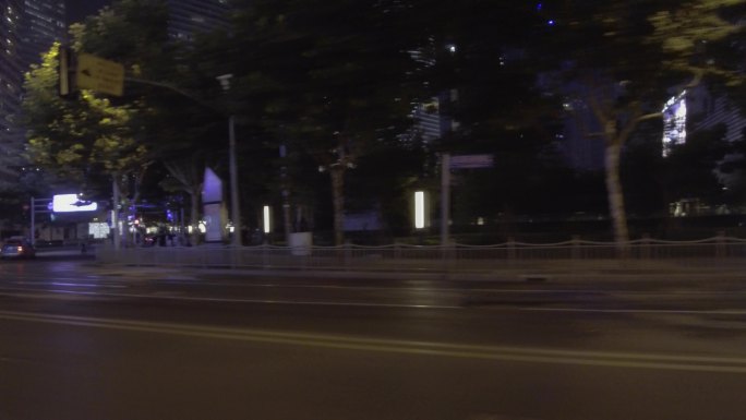 上海夜景 车窗外镜头 道路