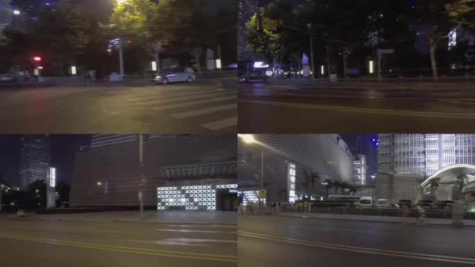 上海夜景 车窗外镜头 道路