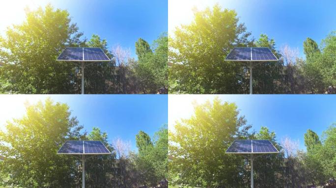 太阳能电池板吸收太阳的能量。