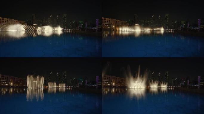 夜晚的迪拜喷泉奇观