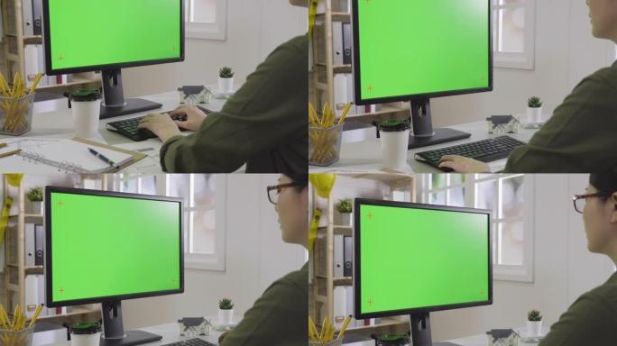 建筑师盯着电脑屏幕显示器