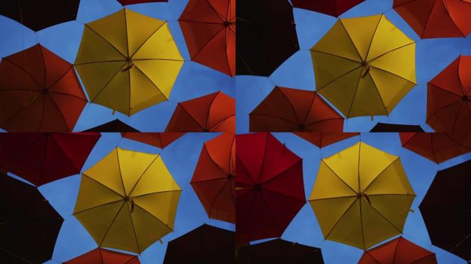 彩色伞篷的低角度视图