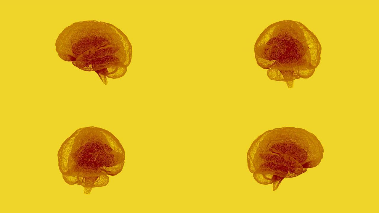 细胞与黄色背景的大脑结合
