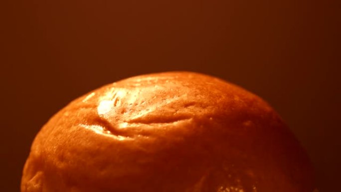 汉堡面包的特写镜头以4k分辨率旋转