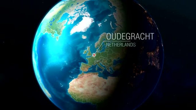 荷兰-Oudegracht-从太空到地球的缩放
