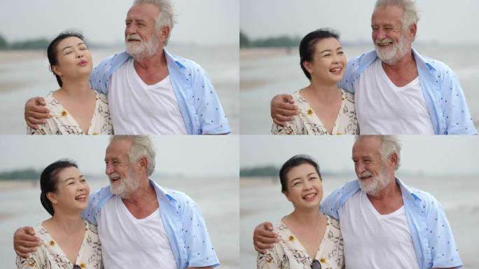 海滩上的退休夫妇