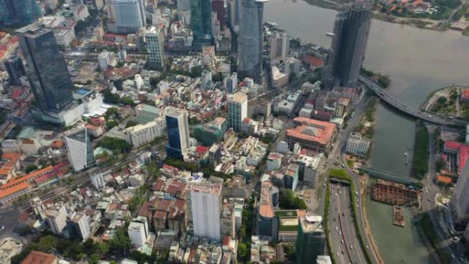 越南胡志明的航拍市中心高楼大厦建筑群