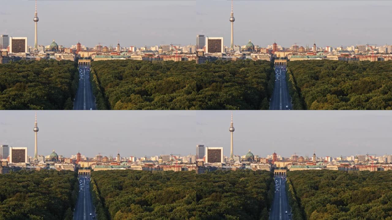 柏林天际线与蒂尔加滕公园在夏天