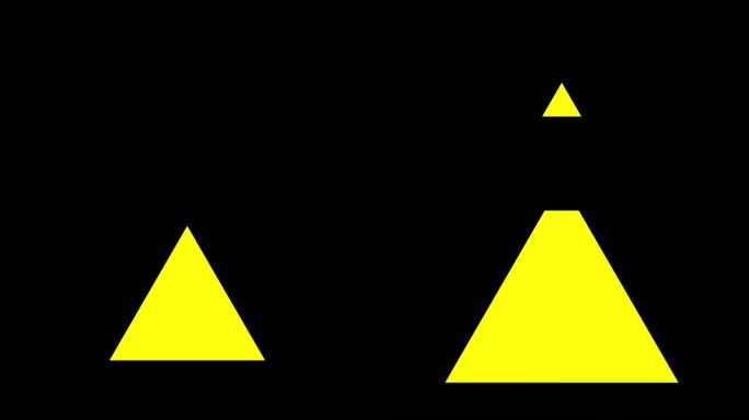 黑色背景和多个移动三角形，反复放大缩小