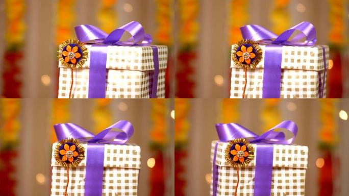 手工制作的rakhi的精美照片和Raksha Bandhan的包装礼物