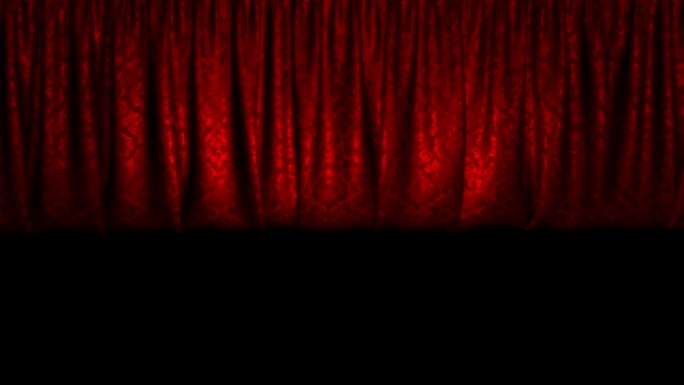 舞台上的窗帘。阿尔法通道动画。垂直窗帘开口
