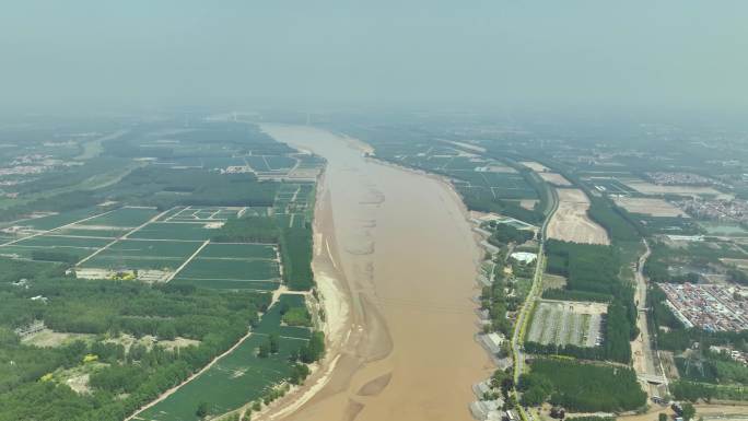 黄河平原沿岸航拍