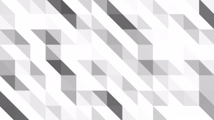 抽象多边形几何表面。移动白灰三角形4K的低多边形运动背景