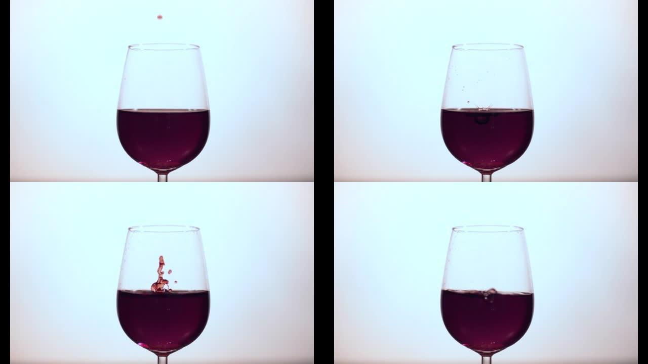 滴落在一杯红酒中