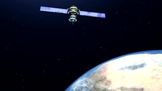 太空中飞越地球的卫星，4k分辨率视频