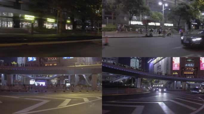 上海夜景 道路镜头 车窗外镜头