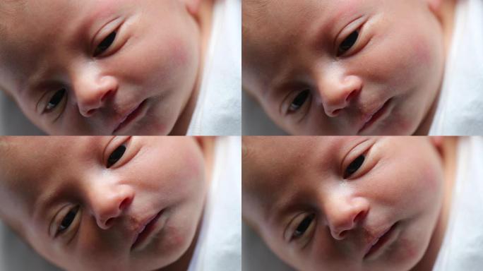 出生后第一周新生儿面部的宏观特写