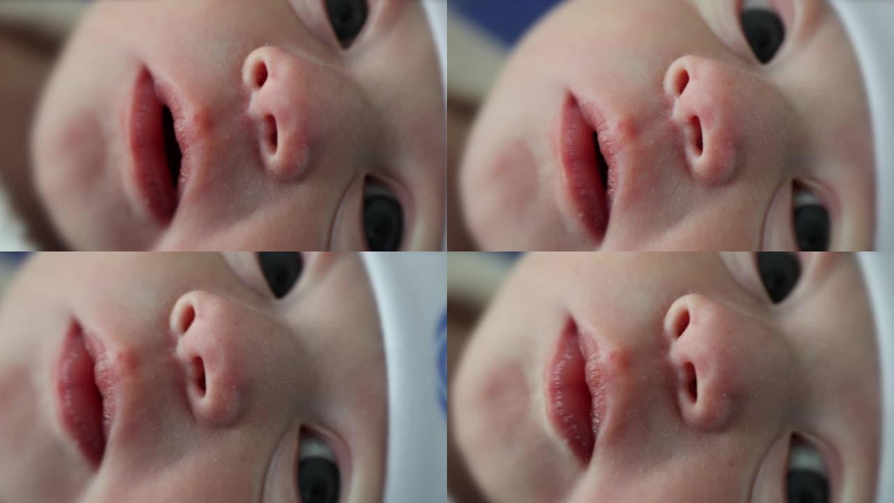 新生婴儿脸部特写