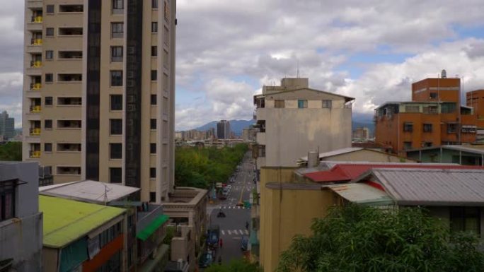 多云天台北市景屋顶慢镜头街景4k台湾