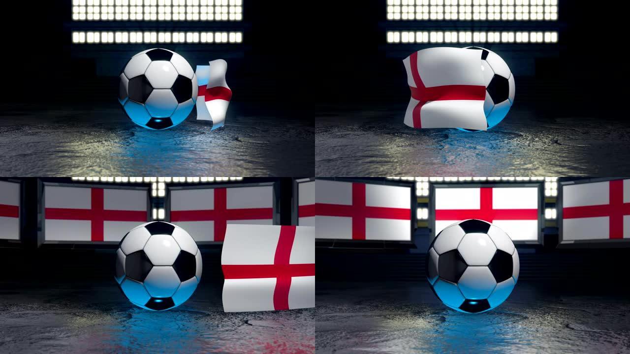英格兰旗在足球周围飘扬