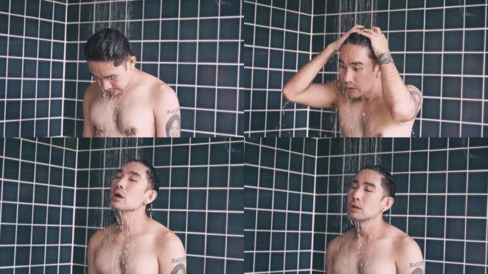 男人洗澡