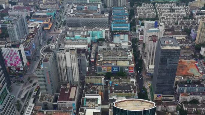 飞越深圳城市景观日间空中全景4k中国