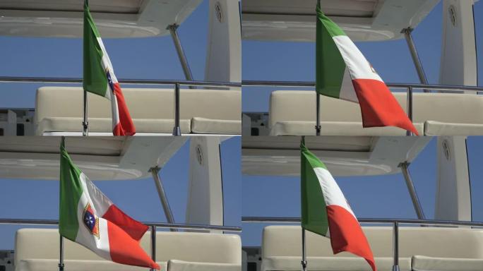 意大利商船旗，风中旗，