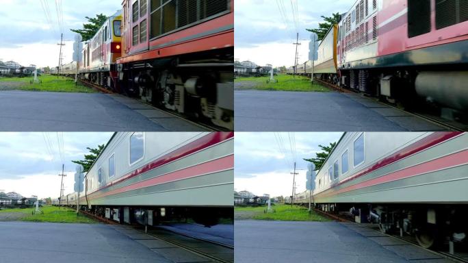 泰国火车从车站缓慢出发