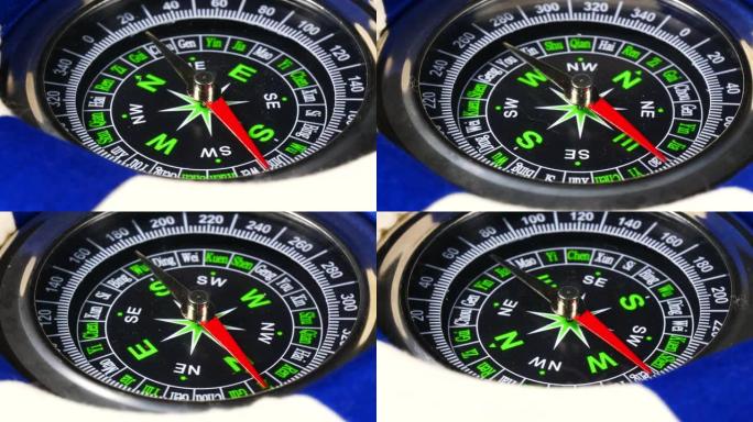 救生圈和指南针旋转，特写