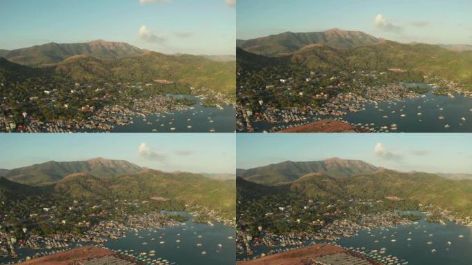 科伦镇鸟瞰图。菲律宾、巴拉望、布桑加