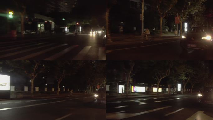 上海夜景 车窗外镜头 道路镜头