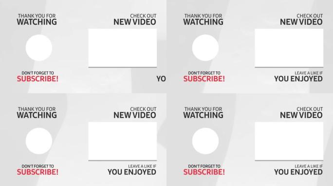 Youtube端屏幕视频卡模板为您的频道。观看下一个屏幕和订阅按钮。V6