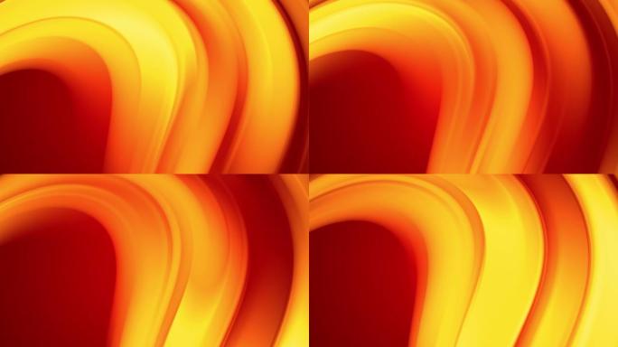 明亮的火色的红色黄色渐变缓慢而周期性地变化。4k平滑无缝循环抽象动画。曲线的3d渲染。6