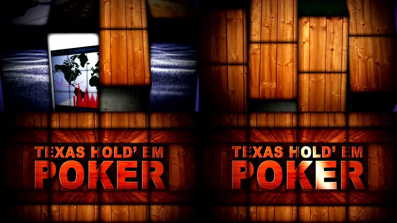 德州扑克HOLD 'EM文本动画，背景，渲染，循环
