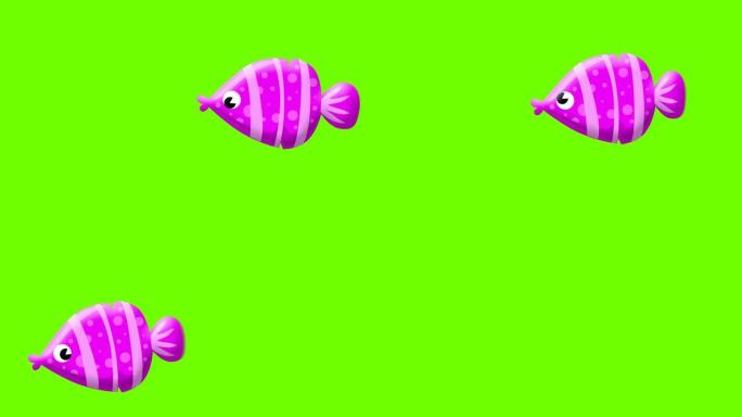 绿屏上的卡通紫色鱼