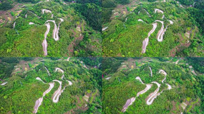 温岭去太湖山看杜鹃的盘山公路航拍视频素材