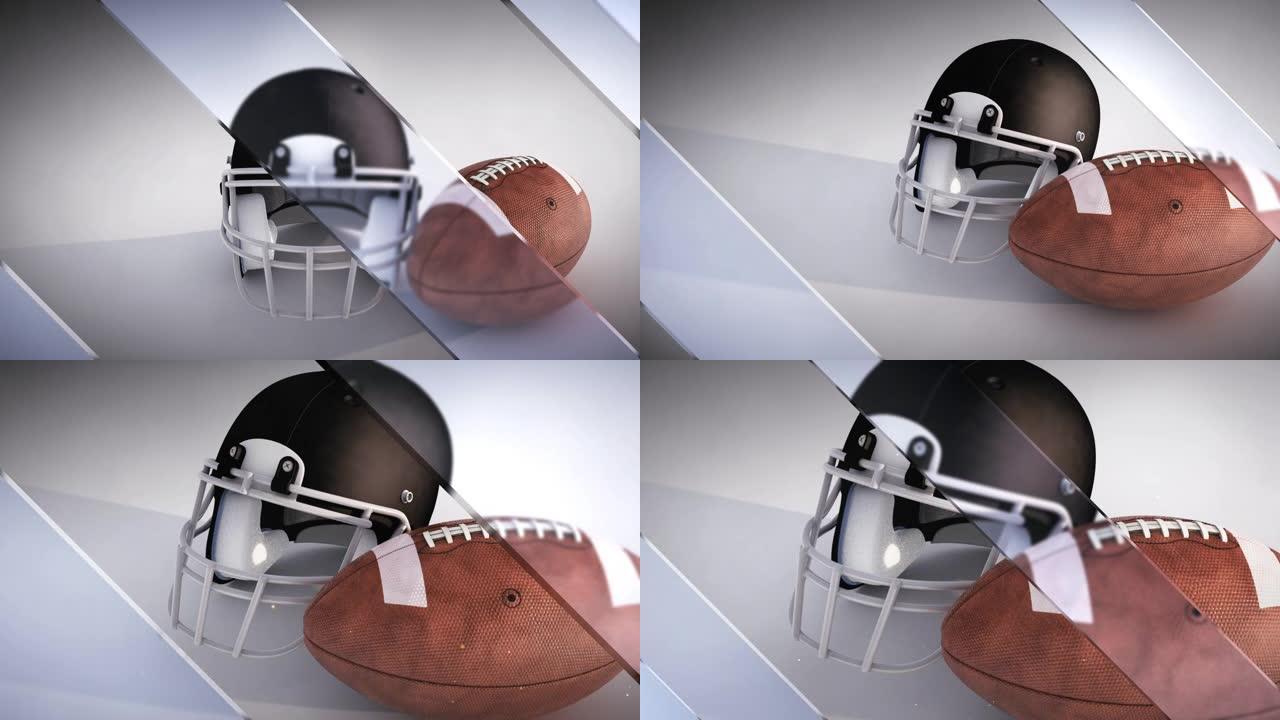 足球和足球头盔 (3D渲染)